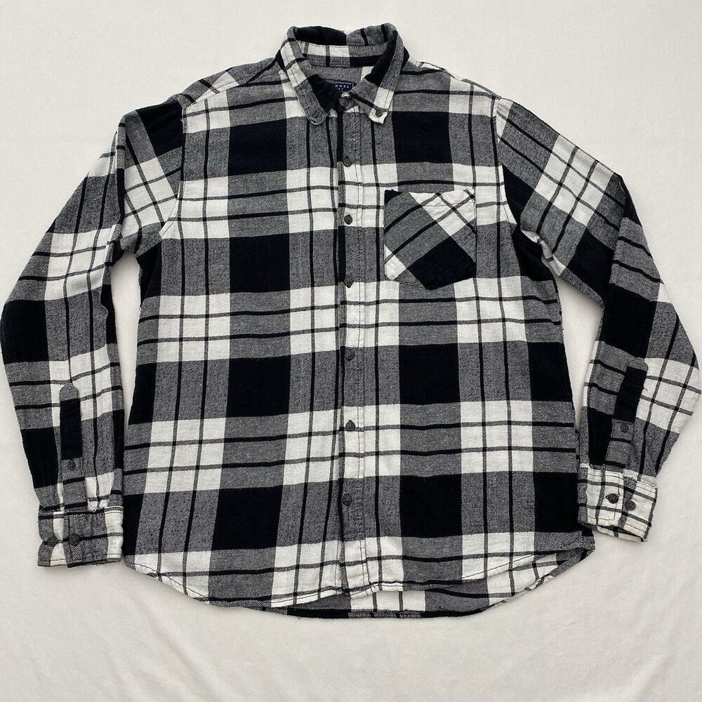 Jackson Hole Flannel Button Down Shirt Plaid Mens Large Grunge Workwear
